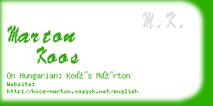 marton koos business card